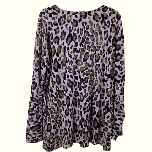 ADDICTIONS by Chico’s Animal Print V Neck Sweater Size Large 3 - Picture 3 of 5